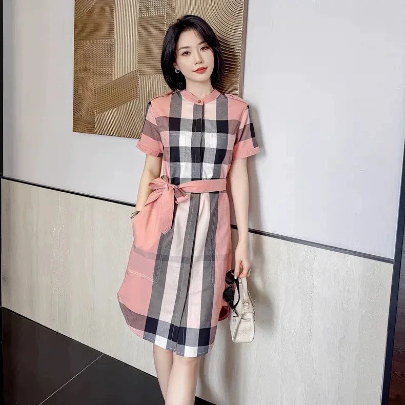 Burberry  British style casual mid length shirt skirt with floral patterns