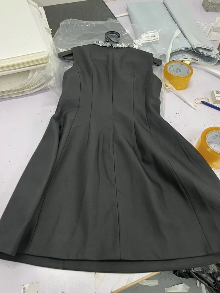Temperament skirt socialite solid color sleeveless waist cinching slimming dress | Outfitreps Spreadsheet