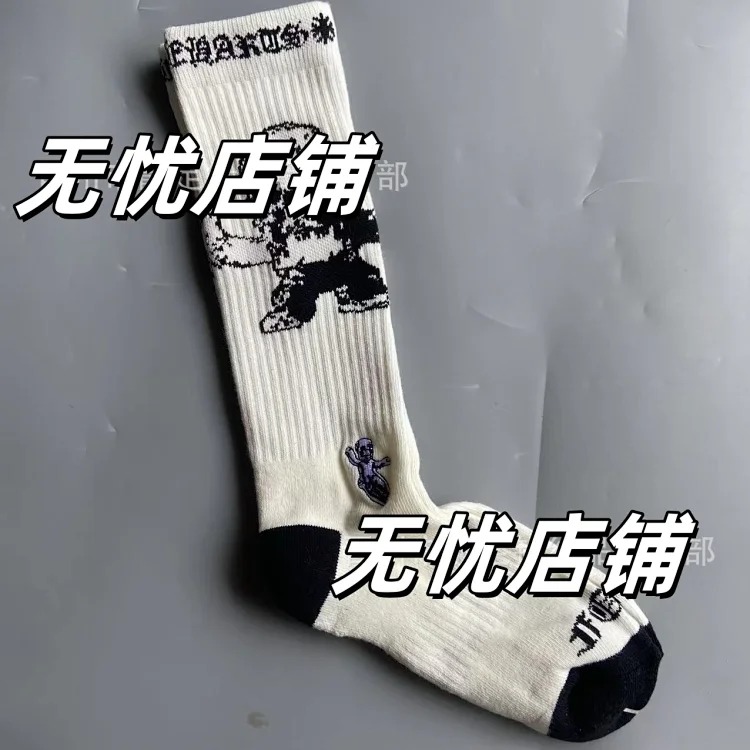 Fashion trend socks love graffiti red lips towel bottom mid-calf socks