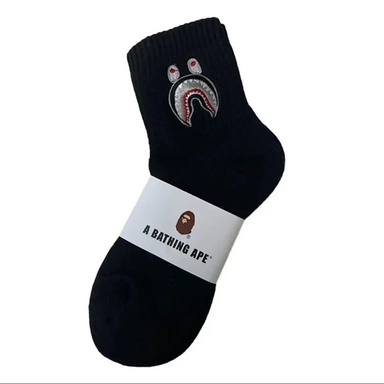 Ape-head towel socks Japanese trendy socks high-tube cotton socks sweat-absorbent white socks solid color mid-tube thickened casual socks for men and women
