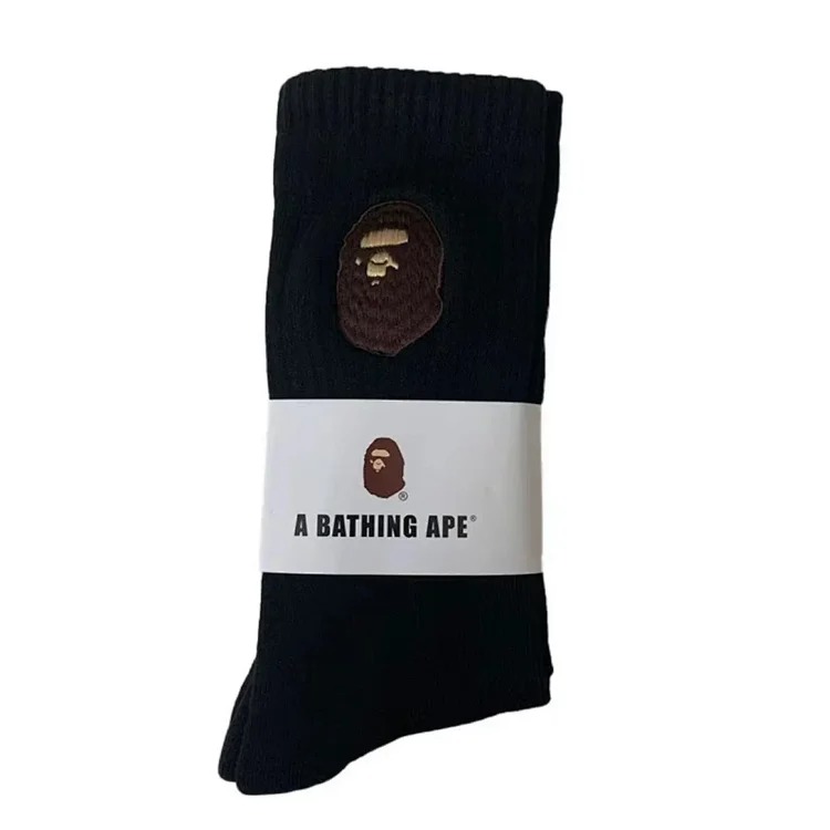 Ape-head towel socks Japanese trendy socks high-tube cotton socks sweat-absorbent white socks solid color mid-tube thickened casual socks for men and women