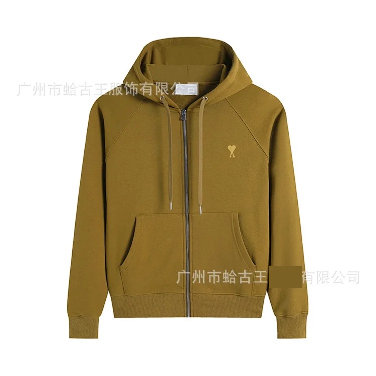 Love pocket zipper embroidered hooded casual jacket hooded