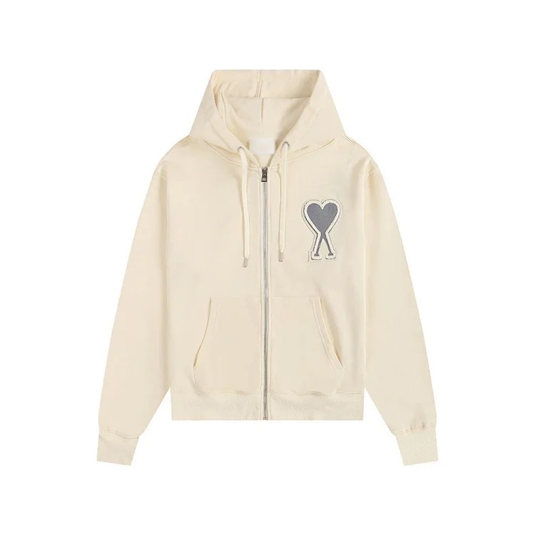 Love pocket zipper embroidered hooded casual jacket hooded
