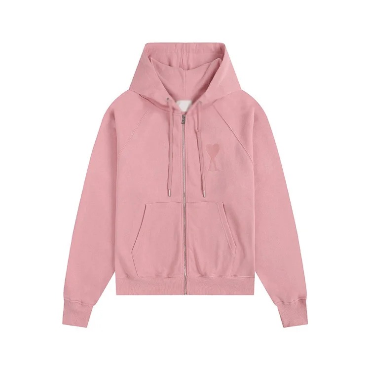 Love pocket zipper embroidered hooded casual jacket hooded