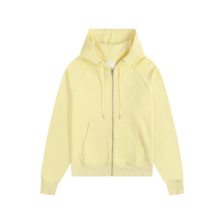 Love pocket zipper embroidered hooded casual jacket hooded