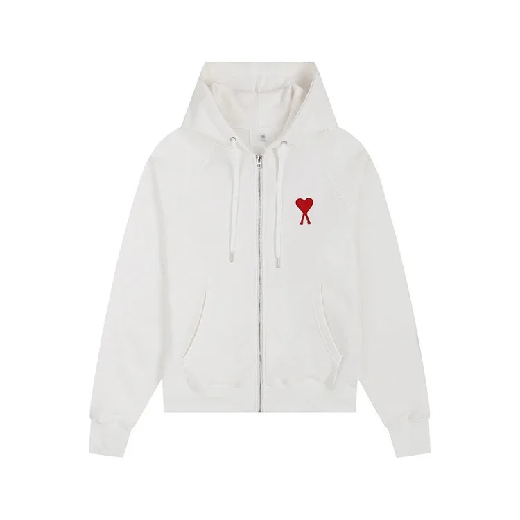 Love pocket zipper embroidered hooded casual jacket hooded