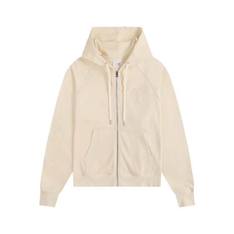Love pocket zipper embroidered hooded casual jacket hooded
