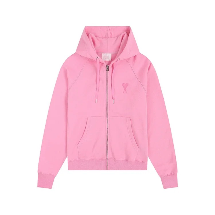 Love pocket zipper embroidered hooded casual jacket hooded