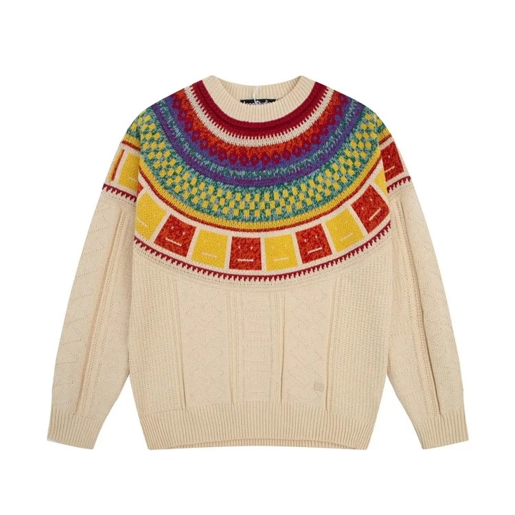 Foreign trade cross-border AC water ripple seahorse hair soft feel lazy loose loose thickened round neck knitted sweater for men and women