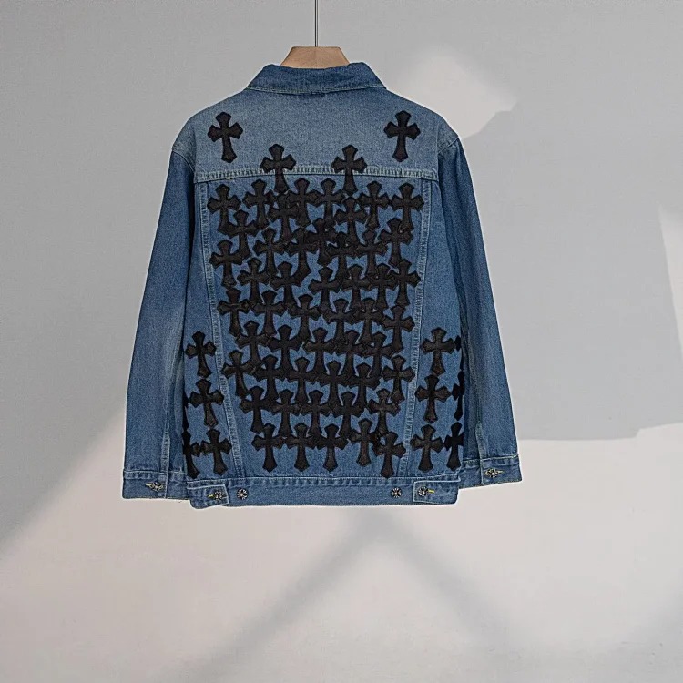Chrome Hearts Cross patch leather jacket denim