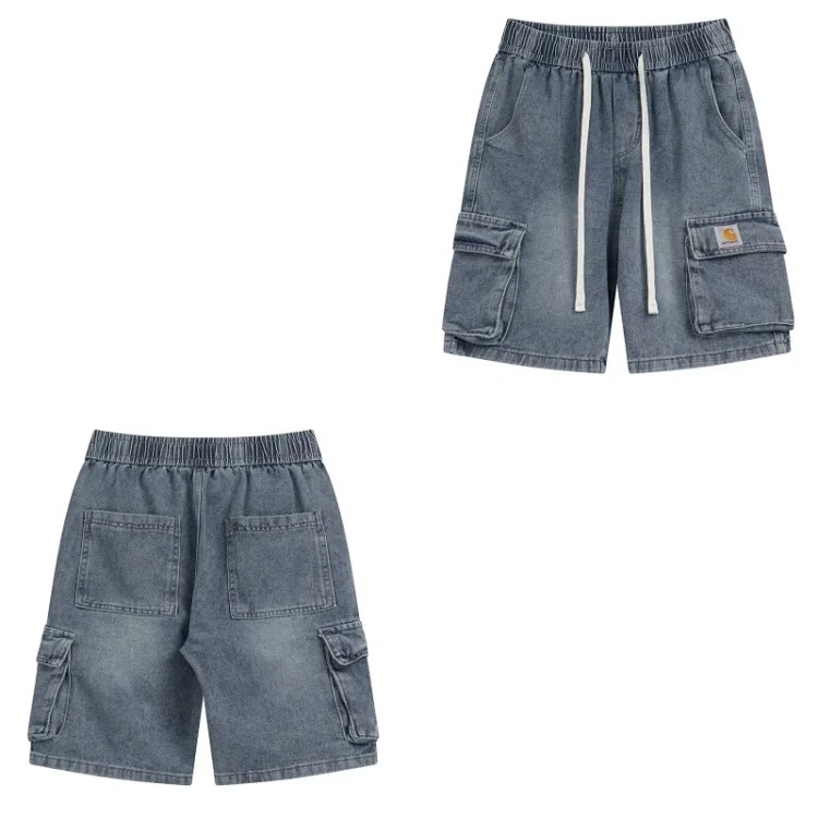 Multi-pocket washed cargo shorts Ca