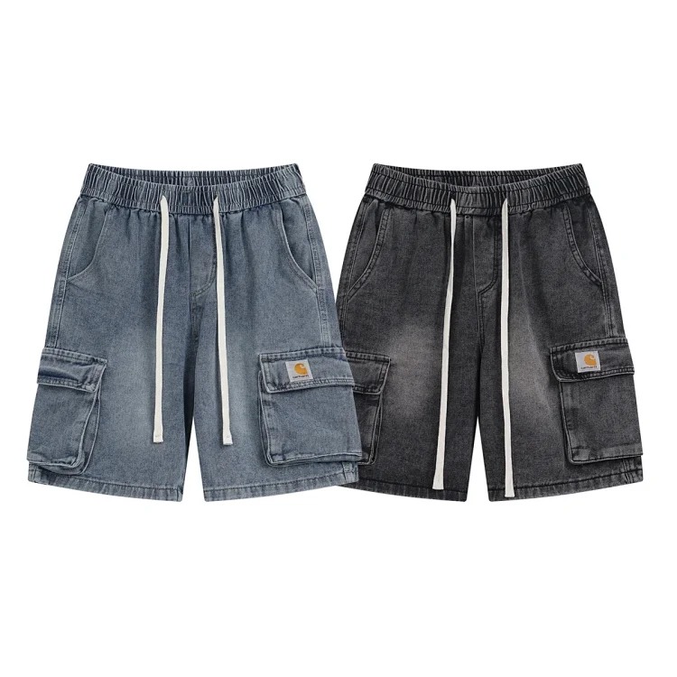 Multi-pocket washed cargo shorts Ca