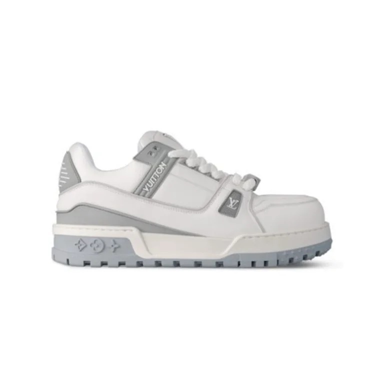 Mens White and Grey Trainers Sneakers image 2