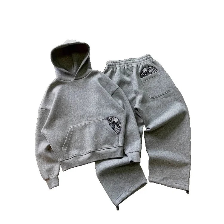 Printed sweatshirt and sweatpants suit long-sleeved pullover hoodie retro jacket street