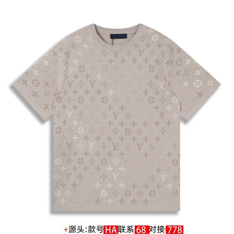 Contrast color jacquard intarsia knitted sweater short-sleeved top for men and women