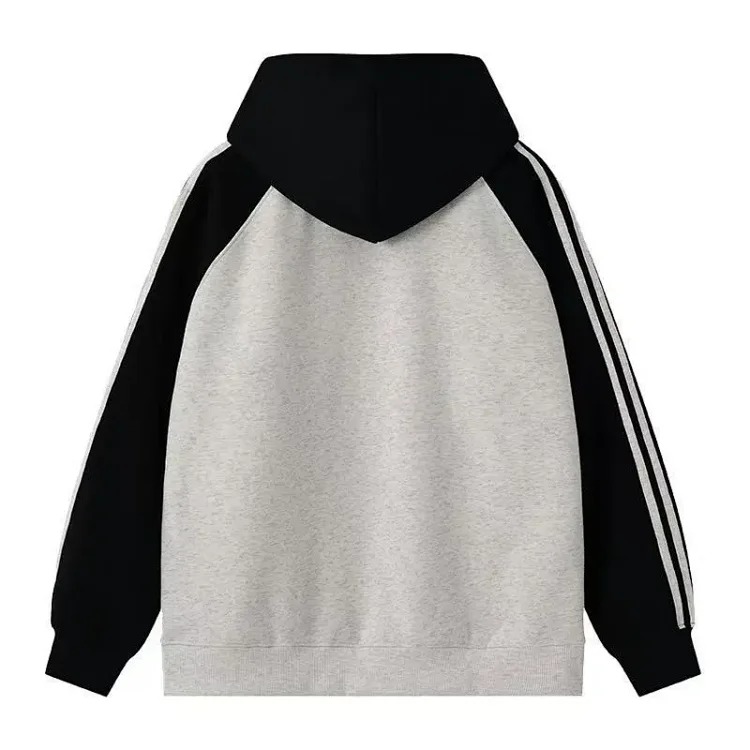 Autumn and winter style hollow letter raglan color block hooded sweatshirt