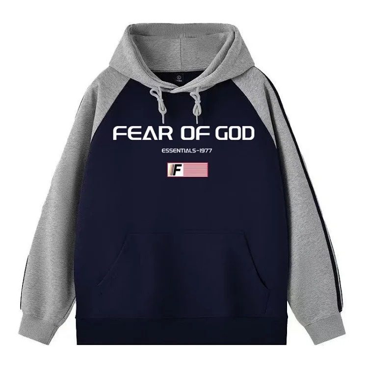 Autumn and winter style hollow letter raglan color block hooded sweatshirt