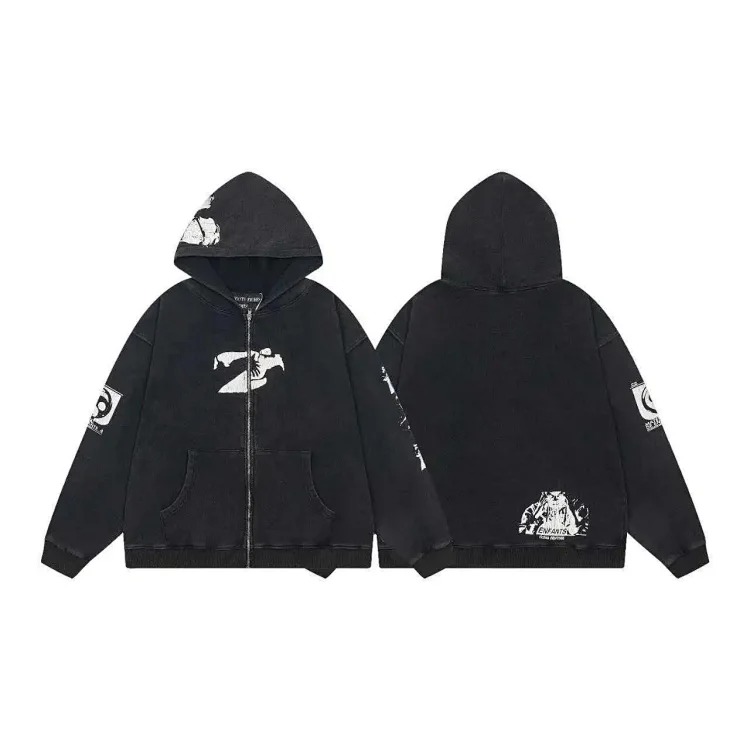 Washed distressed loose sweatshirts for men and women
