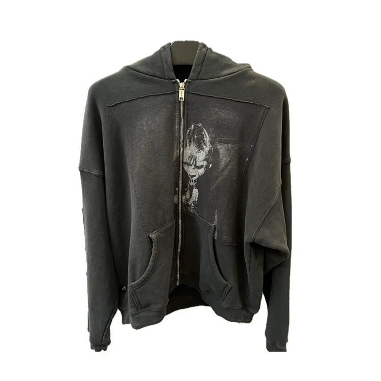Washed distressed loose sweatshirts for men and women