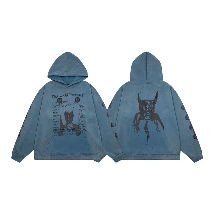 Washed distressed loose sweatshirts for men and women