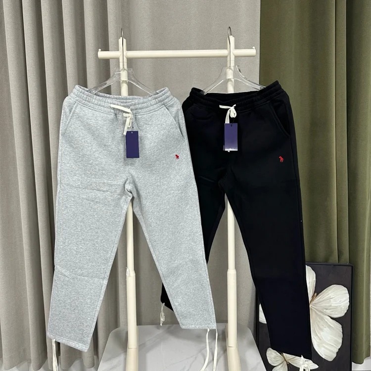 Tie-up pony men's and women's solid color straight plus fleece sweatpants for couples