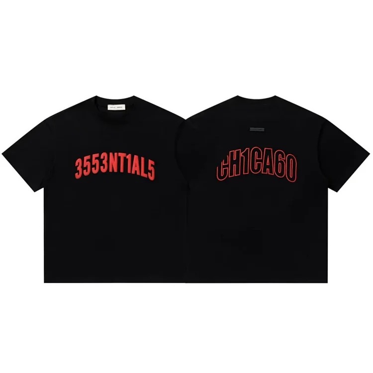 Short-sleeved multi-line letter men's and women's casual loose bottoming shirt og image 19