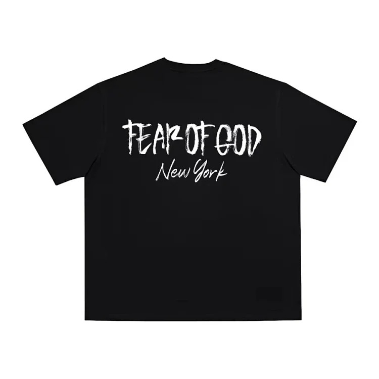Short-sleeved multi-line letter men's and women's casual loose bottoming shirt og image 2
