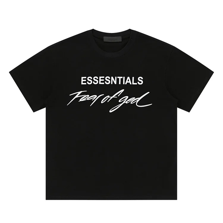 Short-sleeved multi-line letter men's and women's casual loose bottoming shirt og image 4