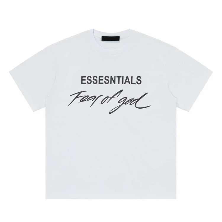 Short-sleeved multi-line letter men's and women's casual loose bottoming shirt og image 5