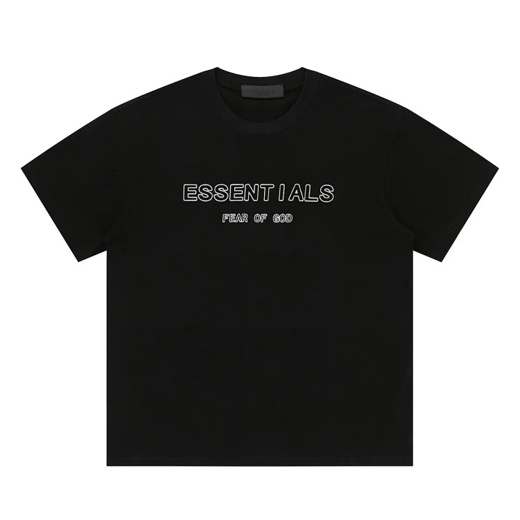 Short-sleeved multi-line letter men's and women's casual loose bottoming shirt og image 6