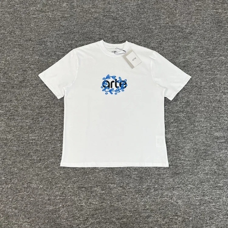 New style flower leaves rose letter print short-sleeved T-shirts for men and women couples