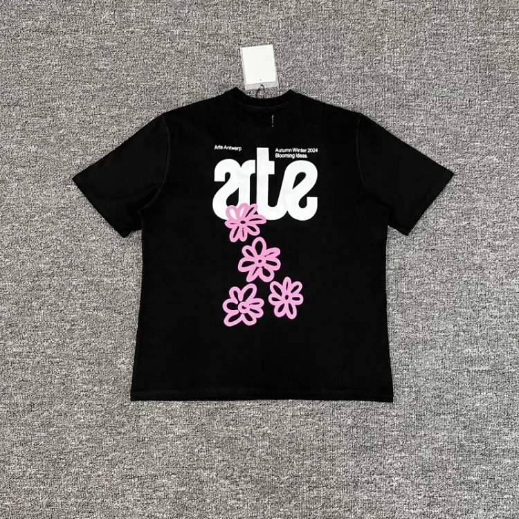 New style flower leaves rose letter print short-sleeved T-shirts for men and women couples