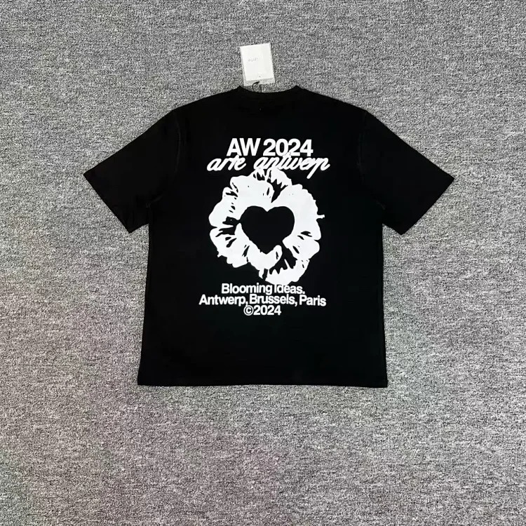 New style flower leaves rose letter print short-sleeved T-shirts for men and women couples