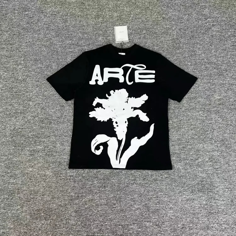 New style flower leaves rose letter print short-sleeved T-shirts for men and women couples