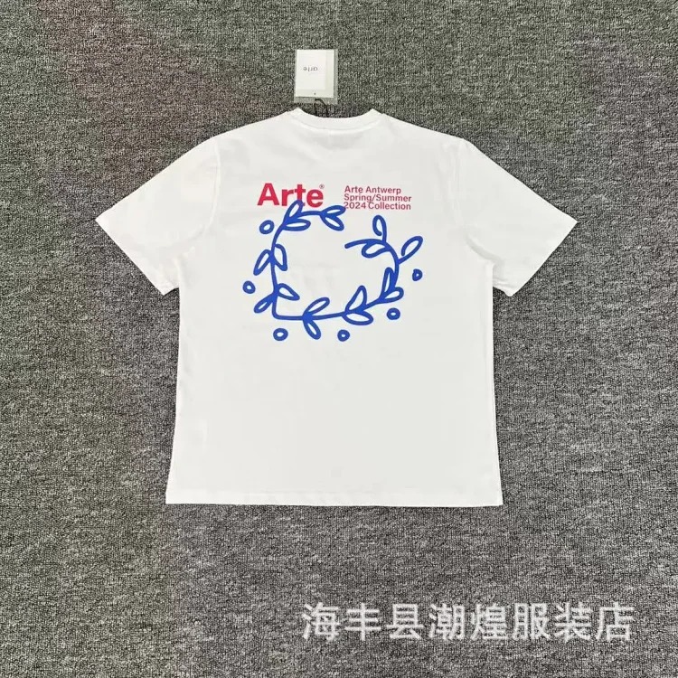 New style flower leaves rose letter print short-sleeved T-shirts for men and women couples