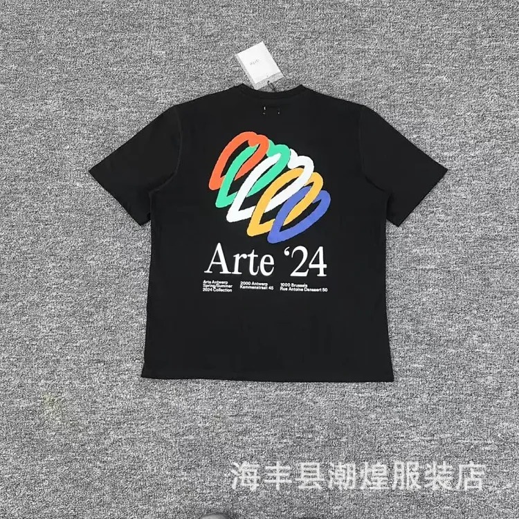 New style flower leaves rose letter print short-sleeved T-shirts for men and women couples