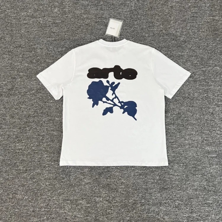 New style flower leaves rose letter print short-sleeved T-shirts for men and women couples
