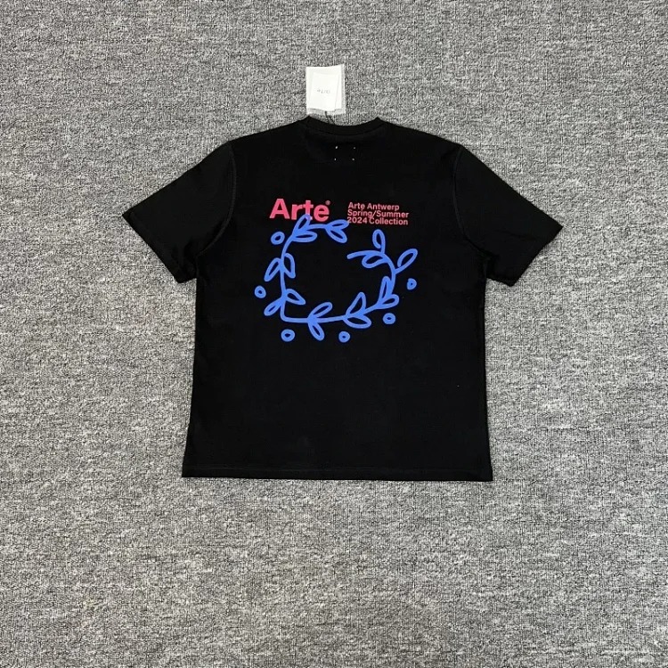 New style flower leaves rose letter print short-sleeved T-shirts for men and women couples
