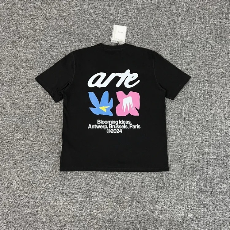 New style flower leaves rose letter print short-sleeved T-shirts for men and women couples