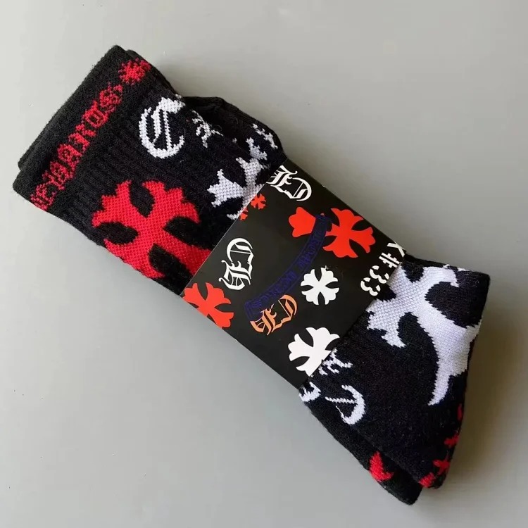 Fashion trend socks love graffiti red lips towel bottom mid-calf socks