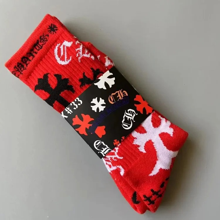 Fashion trend socks love graffiti red lips towel bottom mid-calf socks