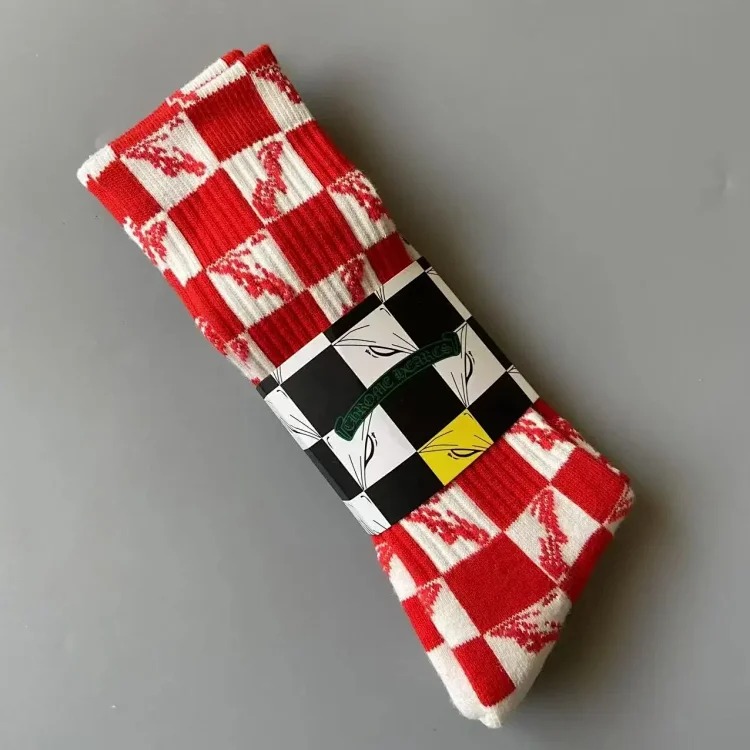 Fashion trend socks love graffiti red lips towel bottom mid-calf socks