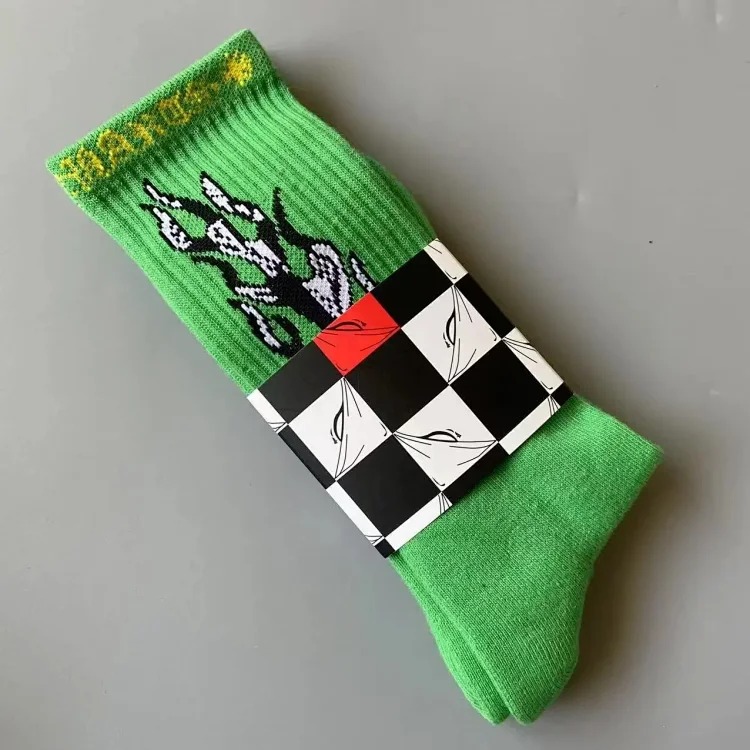 Fashion trend socks love graffiti red lips towel bottom mid-calf socks