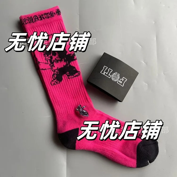 Fashion trend socks love graffiti red lips towel bottom mid-calf socks