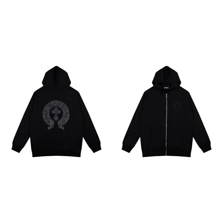 Pure cotton terry men's and women's zipper hooded sweatshirt