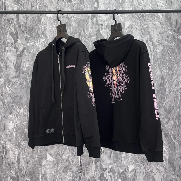 Pure cotton terry men's and women's zipper hooded sweatshirt