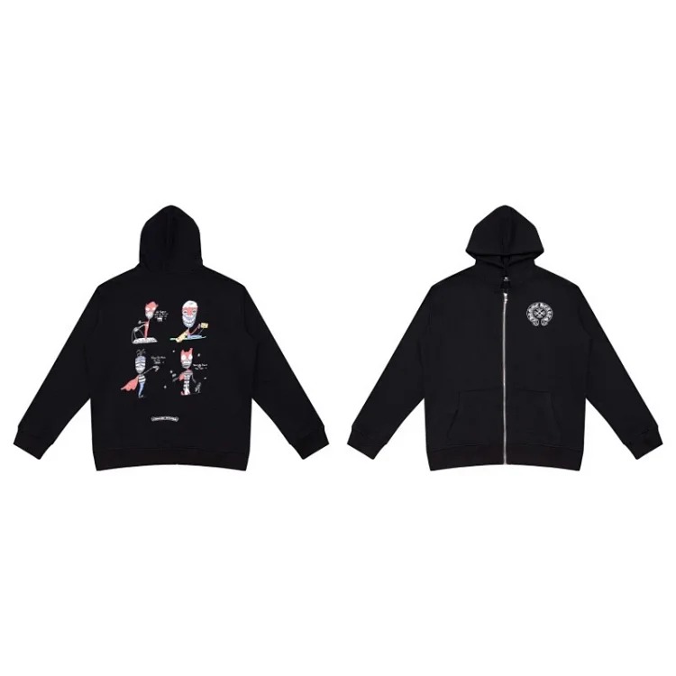 Pure cotton terry men's and women's zipper hooded sweatshirt