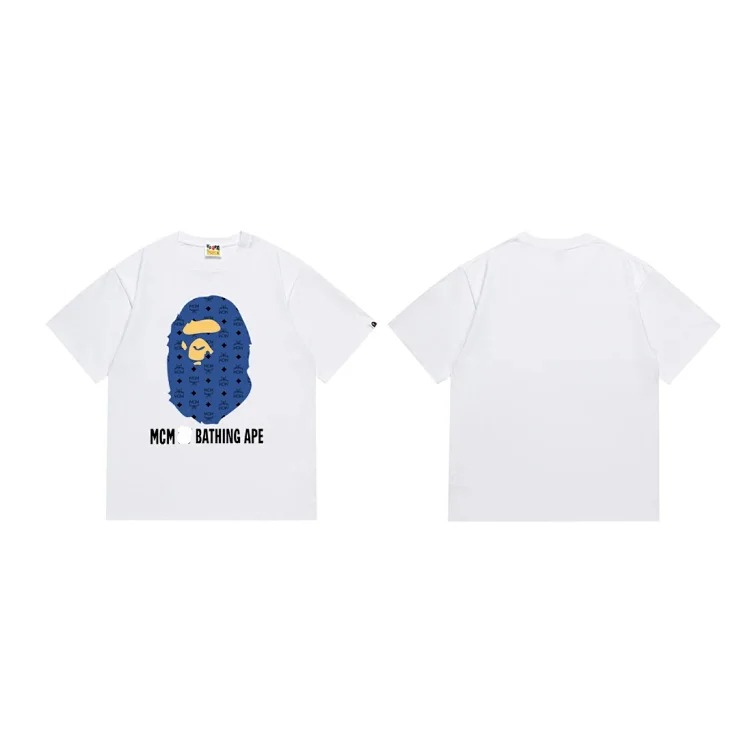 BA summer little monkey camouflage men's and women's short-sleeved round neck T-shirts for men and women Japanese style trend