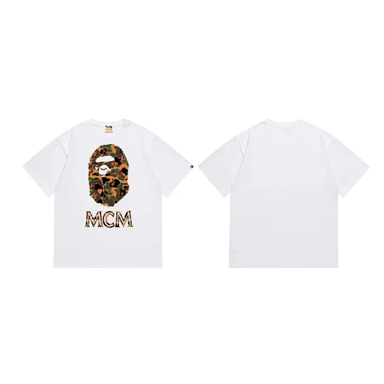 BA summer little monkey camouflage men's and women's short-sleeved round neck T-shirts for men and women Japanese style trend