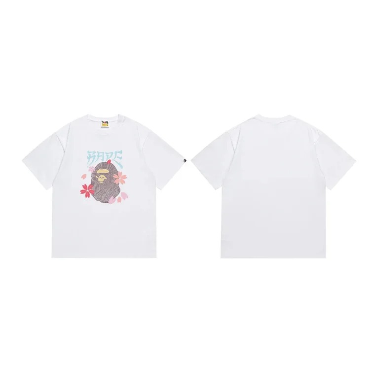 BA summer little monkey camouflage men's and women's short-sleeved round neck T-shirts for men and women Japanese style trend
